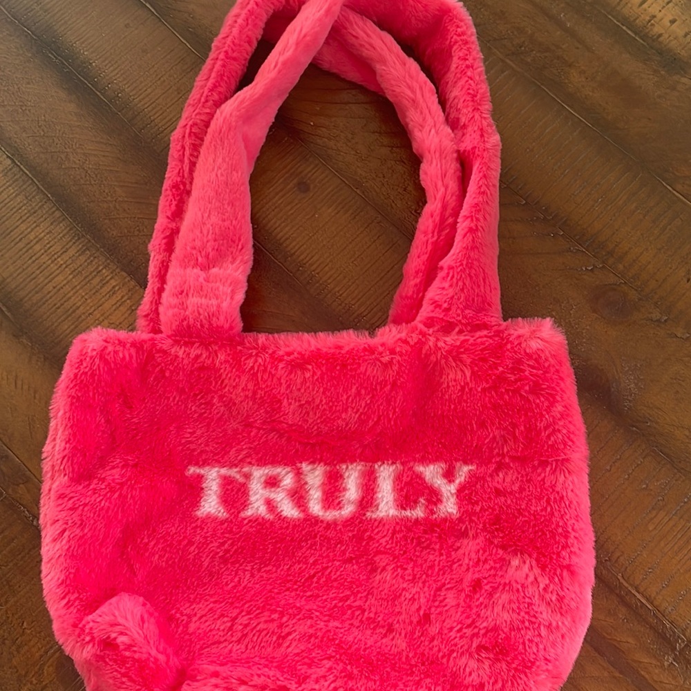 New Truly Pink Fuzzy Bag